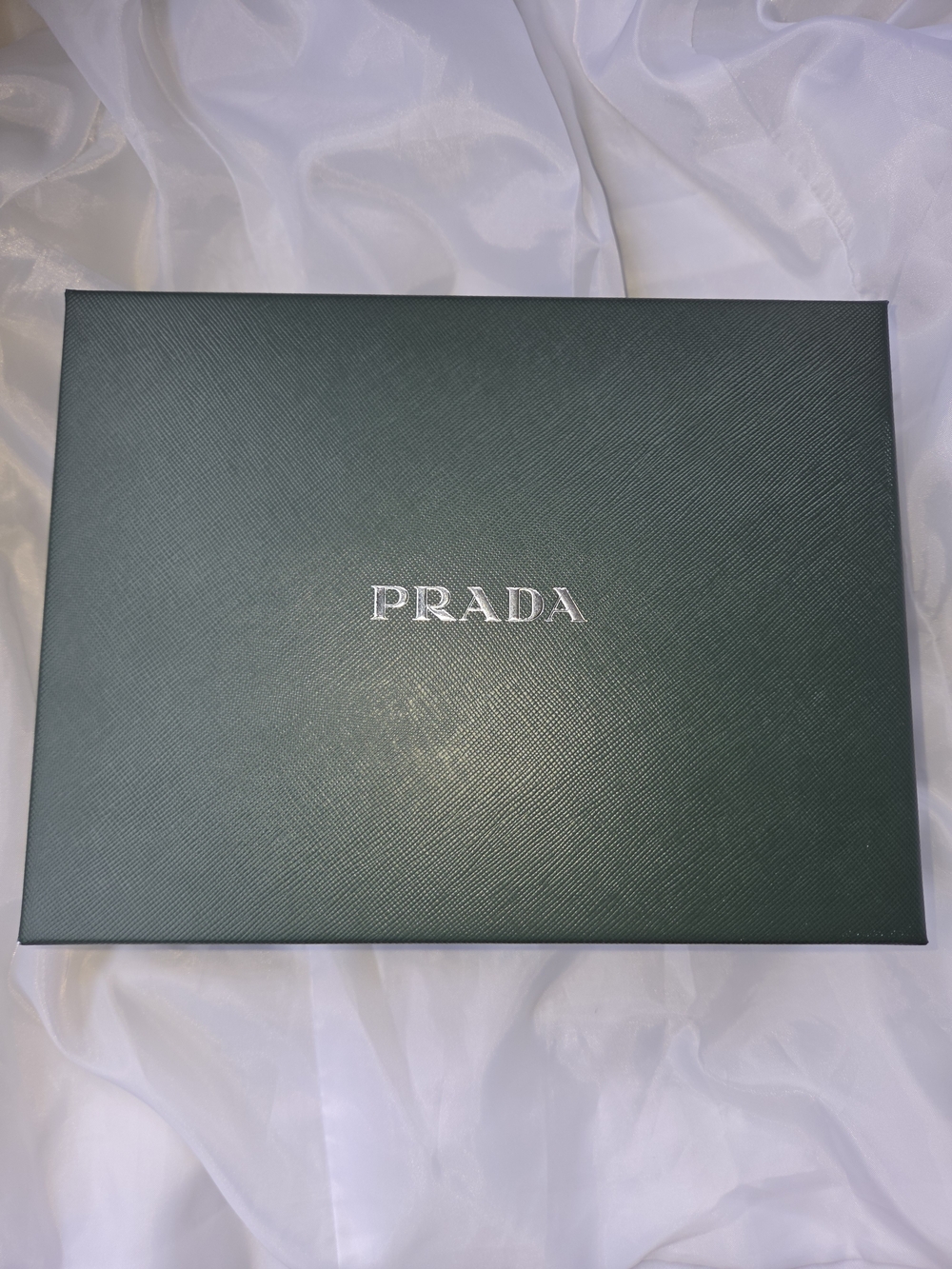 Prada Dark Green Men's Accessories Box with Silver Logo